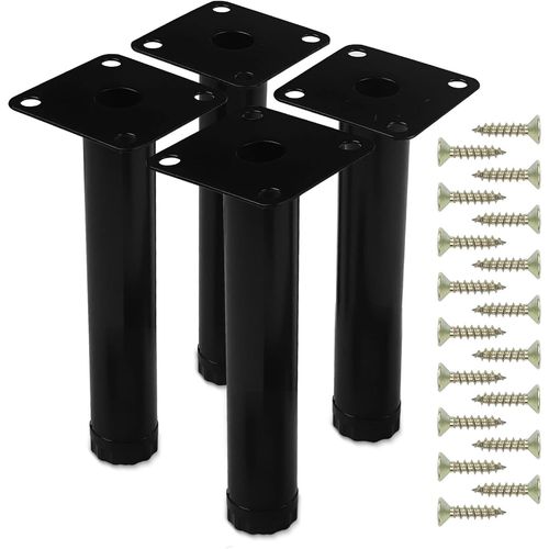 4 X 15 Cm Furniture Legs,With 18 Adjustable Screws Metal Coffee Table Black Foot,Height Adjustable Feet For Furniture,Sofa,Office,Kitchen,Adjustable Cabinets