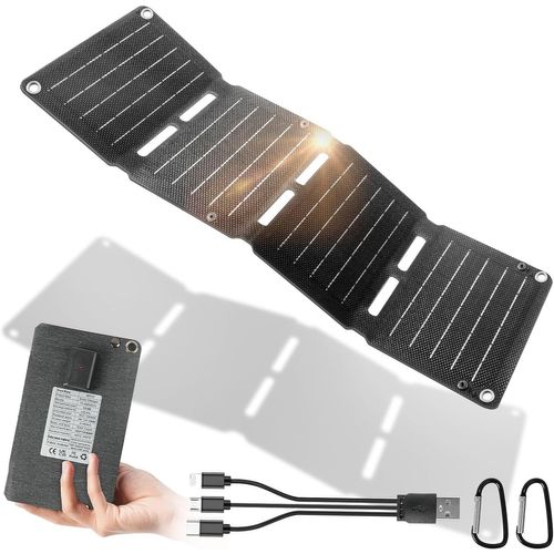 Panneau Solaire Pliable,10w Chargeur Solaire Portable,Port Usb (6,6 V/2 A),Format De Poche Et Étanche Chargeur Pour L'extérieur,Compatible Avec Les Téléphones,Tablettes,Batterie Externe