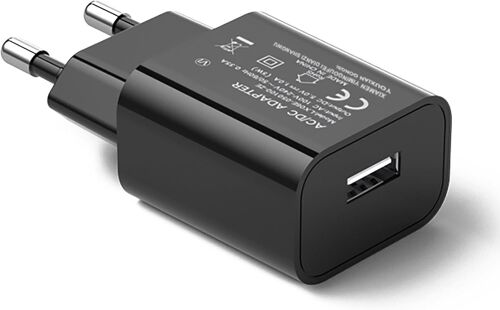 Chargeur USB Standard européen, 5V, 1A, 5W, Noir, connecteurs plaqués Nickel