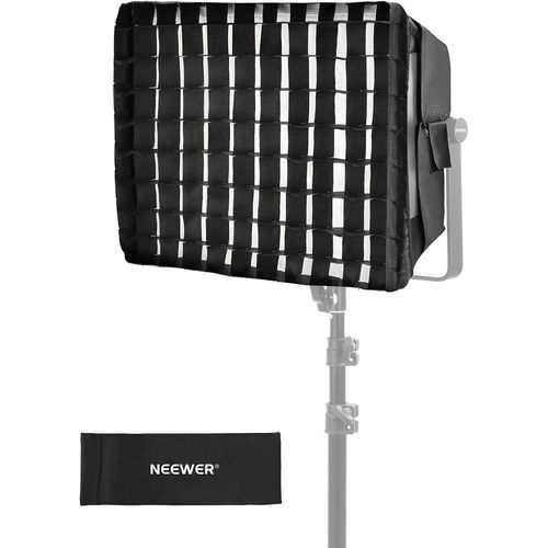 NEEWER Diffuseur Softbox Amélioré pour Panneau d'Eclairage Vidéo LED RVB PL60C, 15,4" x12,6/39x32cm Pliable avec Grille/Sac/Capot Occultant, Pas Besoin de Retirer Les Portes d'Entrée, Installation