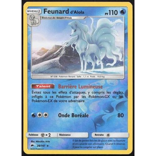 Carte Pokémon Feunard D'Alola 28/147 Reverse Ombres Ardentes Français