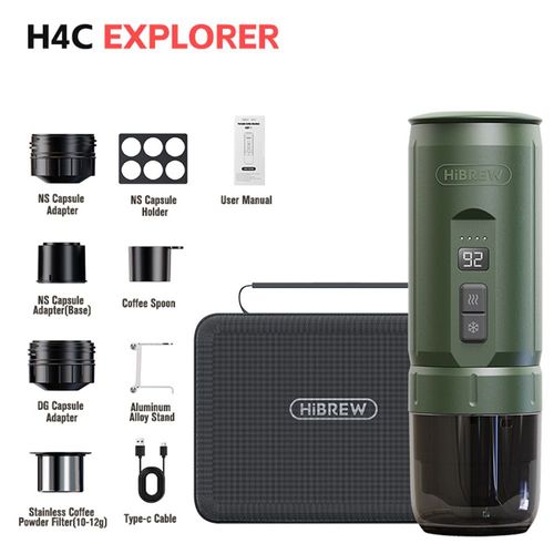 HIBREW H4C Machine à expresso portable, machine à café manuelle pour le camping, les voyages et la maison, verte - Explorer