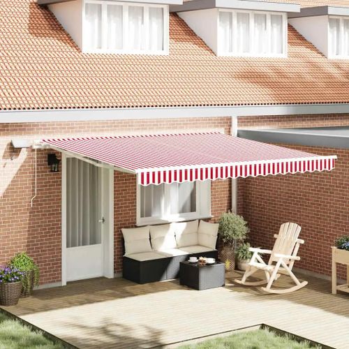 Vidaxl Auvent Rétractable With 400 × 300 Cm Rouge Et Blanc