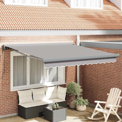 Vidaxl Auvent Rétractable Gris Clair 300 X 250 Cm Tissu, Métal