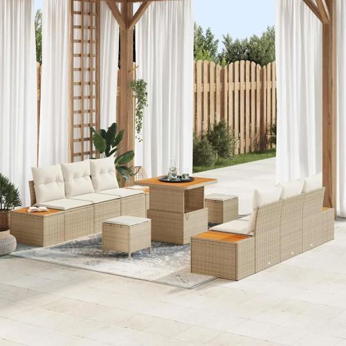 Vidaxl Ensemble De Canapé De Jardin 9 Pcs Beige, Crème 80 X 80 X 71 Cm