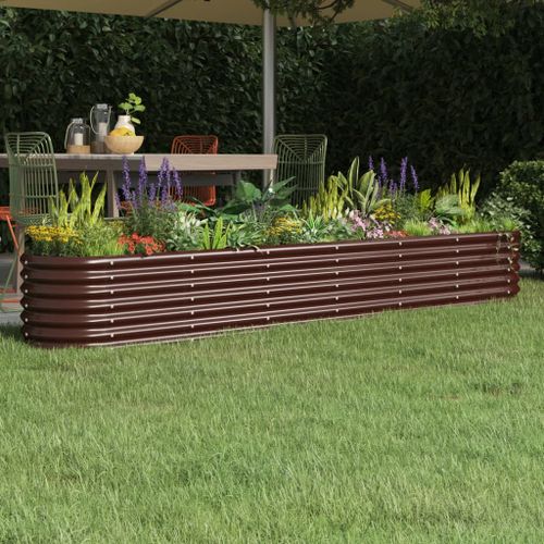 Vidaxl Jardinière De Jardin Acier Enduit De Poudre 260x40x36 Cm Marron