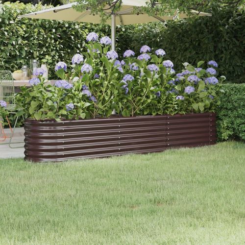 Vidaxl Jardinière De Jardin Acier Enduit De Poudre 224x40x36 Cm Marron