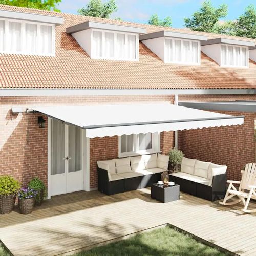 Vidaxl Auvent Rétractable Blanc 500 × 350 Cm Tissu