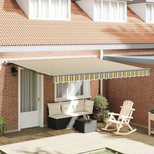 Vidaxl Auvent Rétractable Vert Et Jaune 400 × 300 Cm Polyester