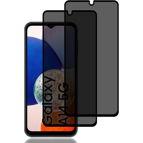 Verre Trempé Anti-Espion Pour Samsung Galaxy A14 4g/A14 5g [2 Pièces], Protection D'écran Anti-Espion, Protecteur D'écran De Confidentialité, 9h Dureté, Anti-Rayures, Film De Protection Écran