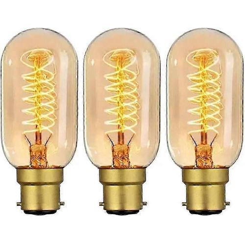 Ampoules Edison Vintage B22 40 W À Baïonnette, Intensité Variable, Filament B22 Bc, Blanc Chaud, Ampoule Rétro Antique T45 230 V (Lot De 3)