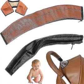Housse De Protection De Poignée De Poussette 1pièces,Housse De Poignée De Poussette Universelle,Accoudoir De Poussette En Cuir Pu,Adapté À La Plupart Des Poussettes (Marron)