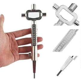 XHX Clé d'architecte carrée multifonctionnelle en alliage de zinc avec clé Allen Gauge Armoire à porte ouverte - Argent