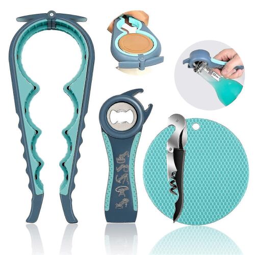 Ouvre-Bocal Pour Les Mains Faibles Bleu Clair Mode Design Ouvre-Bouteille Pour Les Personnes Âgées Atteintes D'arthrite Outil 4pcs