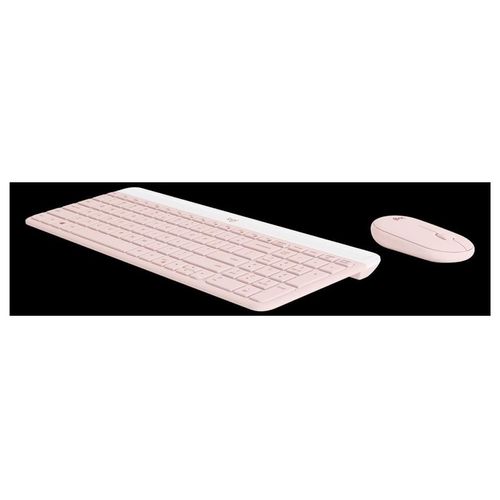 Logitech Slim Wireless Combo MK470 - Ensemble clavier et souris - sans fil - 2.4 GHz - AZERTY - Français - rose
