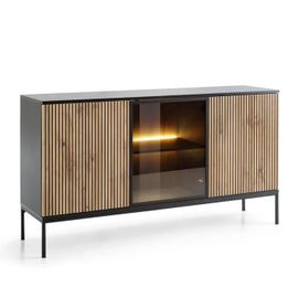 Buffet, Bahut Laval K154 ¿ Noir, Chene Wotan Avec Lamelles, 154 X 83 X 39 Cm