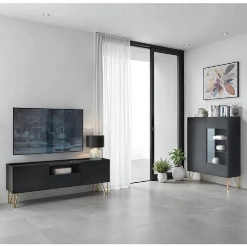 Ensemble Komodee Canmore 2 charnières Häfele marbre noir graphite noir 37 x 241 x 122 cm