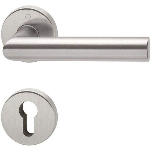 Poignée De Porte À Rosace Amsterdam,Acier Inoxydable,Mat,Pour L'Intérieur,Poignée De Porte/Cylindre De Porte