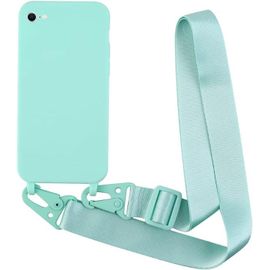 Coque Compatible Avec Iphone 6/7/8(4.7) Silicone Avec Cordon Case,Couleurs De Bonbons Cover Silicone Antichoc,Coque Protection Caméra Antichoc Avec Cordon Réglable Téléphone Case.-Turquoise
