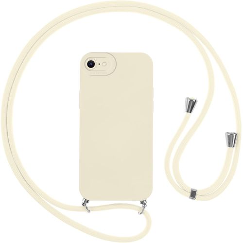 Cfus-Coque Pour Iphone 8/Iphone Se 2020/Iphone 7/Se 2022 Avec Cordon, Etui Avec Collier - Tour De Cou Lanière En Corde - Silicone Housse Avec Réglable Chaine Pour Iphone 8, Bandouliere - Blanc