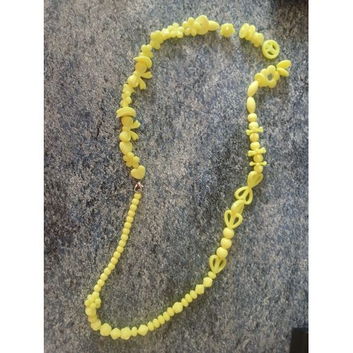 Collier Fait Maison Jaune Environ 35cm