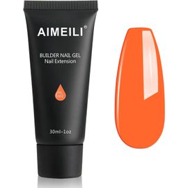Extension Gel Pour Ongles, Néon Orange Rouge Builder Construction 30ml - Faux Ongles Quick Building Uv Led Vernis Semi Permanent Nail Art 047 