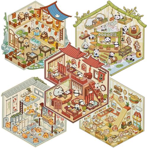 Kalanka-Autocollants 3d Maison Miniature Pour Scrapbooking, 5 Sets Stickers Décoratifs Diy, Des Gommettes Autocollante Qui Soulage Le Stress Et Améliore La Concentration, Pour Enfants/Adultes (Avec P