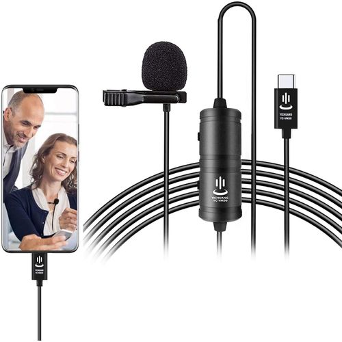 Lbgwp60-236''/6m Professionnel Type-C Microphone Cravate À Condensateur Omnidirectionnel Pour Android Smartphones Avec Type-C Connecteur,Pour Youtube Vlogging Facebook Interview Vidéo En Direct