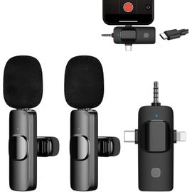 ChenQuanSarl-Microphone Cravate Sans Fil Pour Iphone/Ipad/Téléphone Android/Ordinateur Portable, Micro À Clipser Plug-Play Avec Réduction Du Bruit Pour Podcast Vidéo Enregistrement Vlog/Live