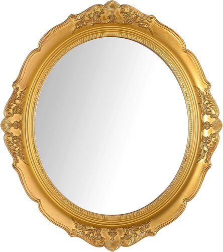 Wall Mirror Decorative Vintage Hanging Mirror For Bedroom Living Room Dresser 33.3 X 37.5 Cm (Gold) 