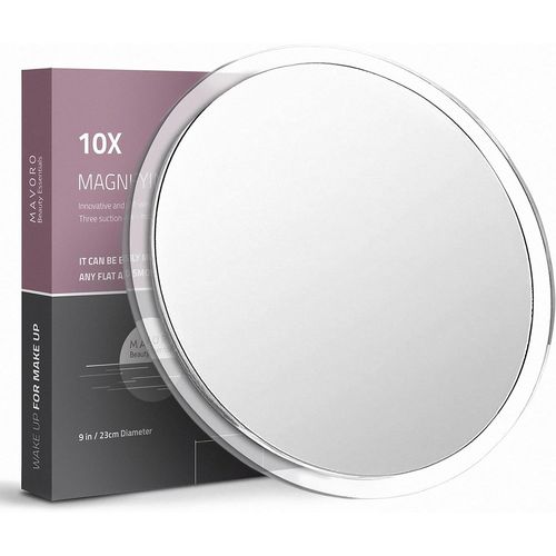 Kal-Miroir Grossissant 23cm (Grossissement10x) Avec 3ventouses Pour Le Rasage Et Les Soins Cosmétiques. 