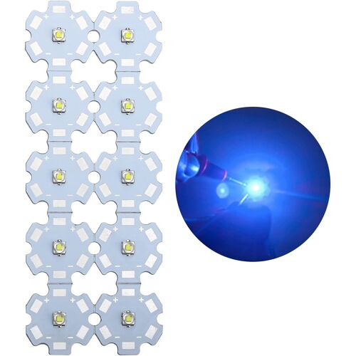 KALANKA-Lot de 10 Ampoules LED 3V 3W, Perles Bleues Haute Puissance, Module Pixels, Lumière Bleue, Petites Lampon en Aluminium Dissipateur de Chaleur PCB pour Projecteur Pinspot