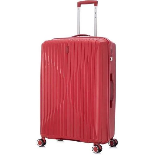 Celims France - Valise Grande en Polypropylène | Modele 2025 | Taille 75cm 23kg | Serrure TSA | 8 Roulettes 360 | Rouge