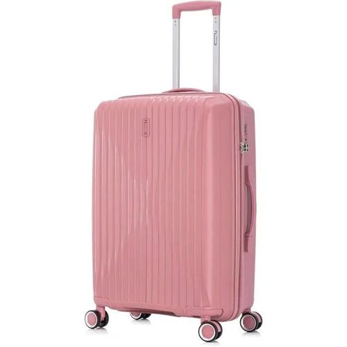 Celims France - Valise Moyenne en Polypropylène | Modele 2025 | Taille 65cm 20kg | Serrure TSA | 8 Roulettes 360 | Rose
