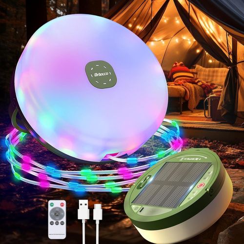 Kalanka-Lampe Solaire Camping, 2 En 1, Guirlande De Camping Repliable Avec 13 Modes D'éclairage, Lanterne Rechargeable Par Usb, Ip45 Étanche, Lumière De Tente Pour Patio, Jardin, Décoration De Noël