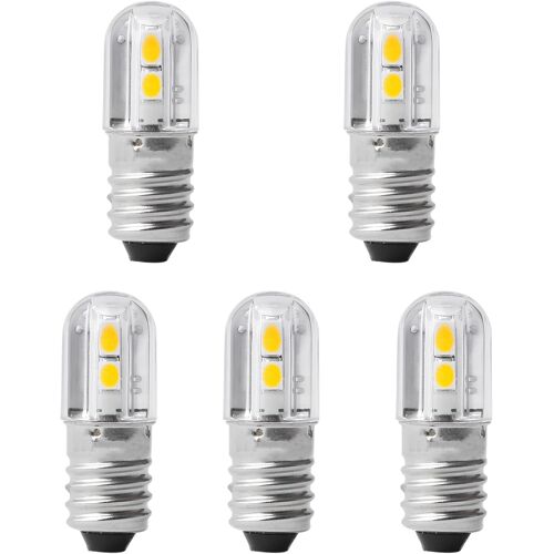 Kal-Ampoules Led E10, Lot De 5 Pièces,240v Blanc Chaud 1w 100lm 3000k,Ampoules Miniatures À Vis De Remplacement (Blanc Chaud, 240v)