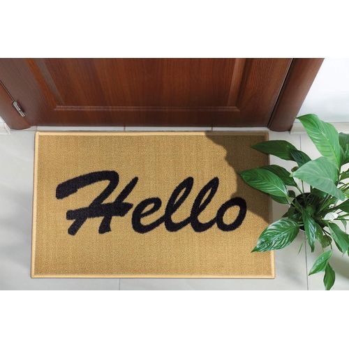 Uuq-Paillasson Collection Doormat Rectangulaire Avec Inscription « Hello » 20 Cm X 30 Cm Beige