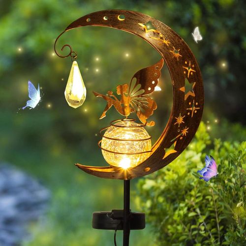 Tianyi-Lampes Solaires De Jardin,Lampe Solaire Lune,Led Boule De Verre Lumière De Jardin Étanche,Lampe Solaire Led Chemin Pelouse,Décoration Jardin Exterieur Pour Chemin De Pelouse,Patio,Balcon,Cour