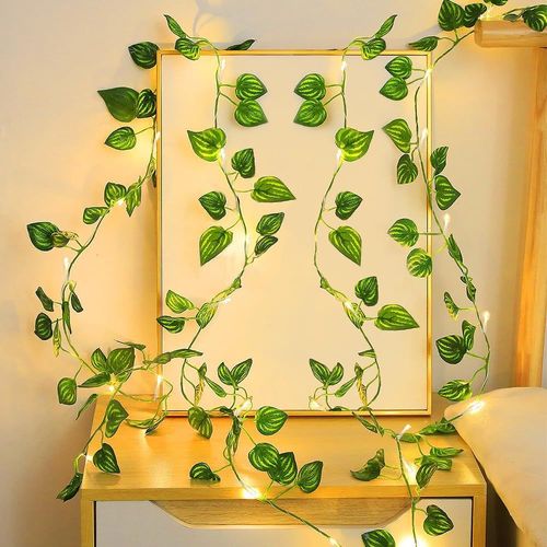Kal-Guirlande Lumineuse Solaire Extérieure,10m 100led Feuilles De Pastèque Guirlande Lumineuse,8 Modes Décoration Lumiere,Balcon,Clôture,Mariage,Noël,Décoration De Fête(Blanc Chaud)
