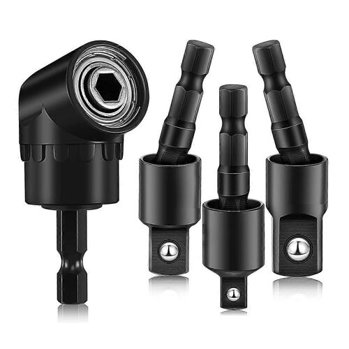 Adaptateur de foret à angle droit,Rallonge de foret à percussion 4-en-1,Rotation à 360° 1/4 3/8 1/2 po Impact Grad