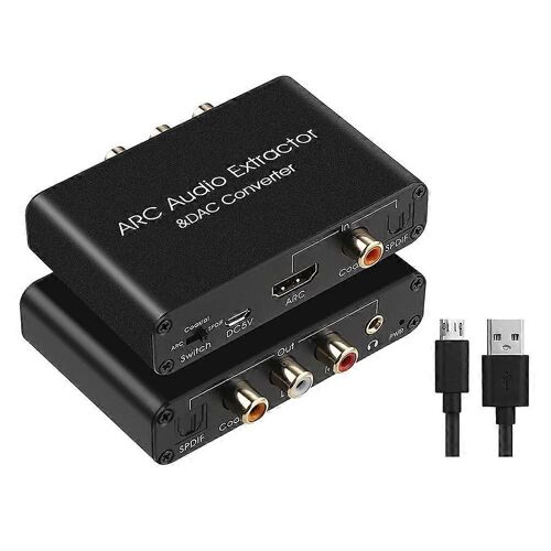Convertisseur audio DAC Extracteur audio ARC Compatible HDMI Optique SPDIF Coaxial vers Analogique 3.5mm Digita