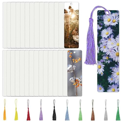 30 Pcs Double Sided Sublimation Bookmarks Avec Glands, 6x1.5inch Diy Plastic Blanks Pour L'artisanat Et