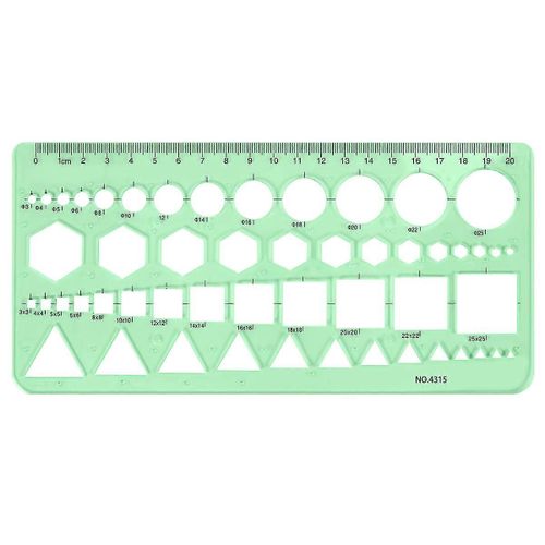 Vert en plastique cercles carrés hexagones modèle géométrique règle 0-20cm