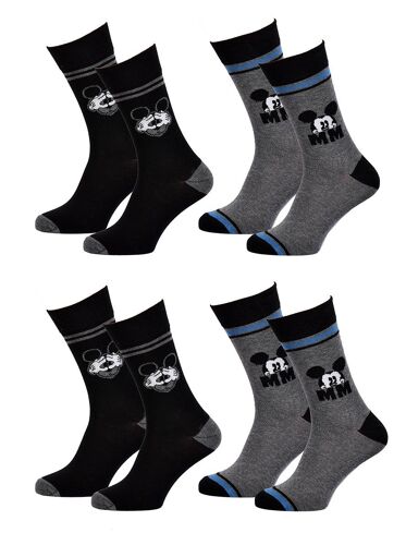 Pack De Chaussettes Adulte Licence Fantaisies-Assortiment Modèles Photos Selon Arrivages- Pack De 4 Paires Mickey 2765