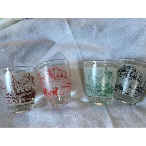Vintage 1960 : 4 Mini Verres À Liqueur Idée Cadeau