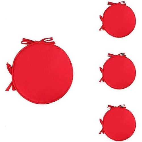 Lot De 4 Coussins Ronds Pour Chaise De Salle À Manger Avec Cordon De Serrage 38 Cm (Rouge Vif)