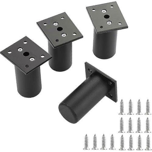 4pcs Pieds De Lit Réglables En Alliage D'aluminium 80mm Pour Table D'armoire De Base De Lit Noir