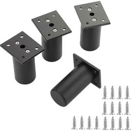 4pcs Pieds De Lit Réglables En Alliage D'aluminium 80mm Pour Table D'armoire De Base De Lit Noir