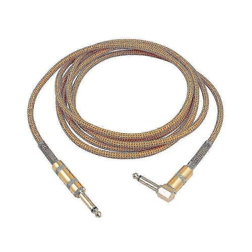 Câble De Guitare 10ft Angle Droit 1/4 Pouce Pour Ampli Basse Électrique - Connecteur Plaqué Or