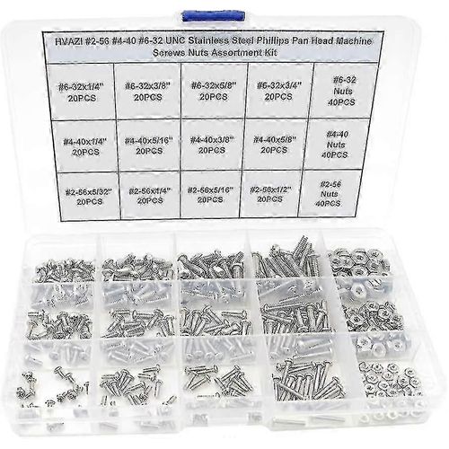Acier inoxydable Phillips Pan Head Vis à métaux Écrous Kit d'assortiment pour les projets de bricolage